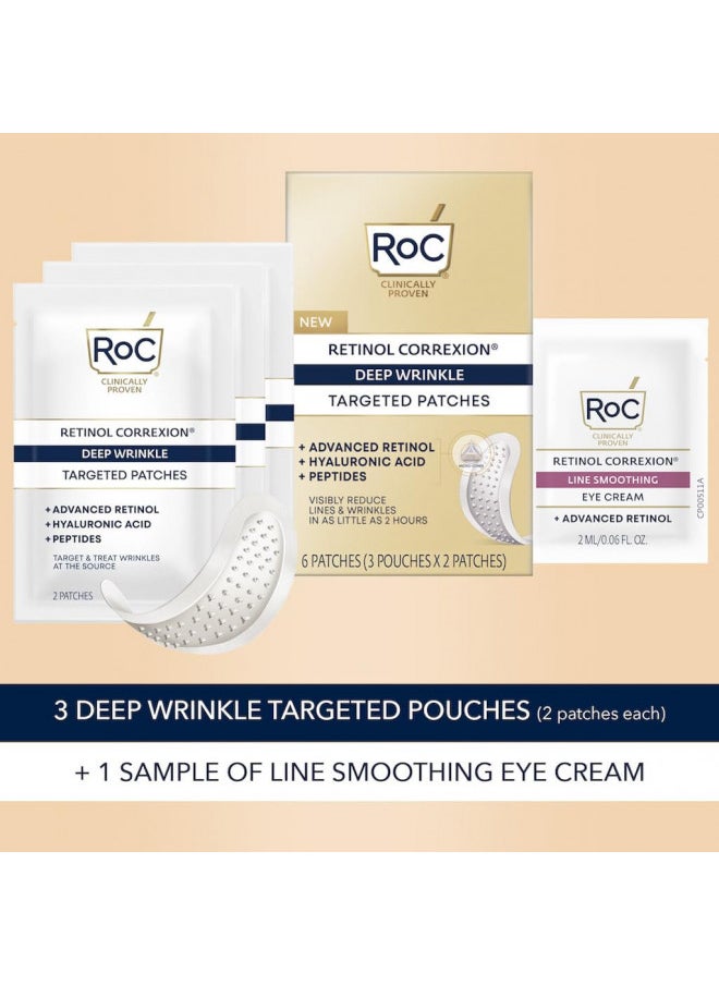 RoC Retinol Correxion Deep Wrinkle Non-Invasive Targeted Patches with Hyaluronic Acid + Firming Peptides for Forehead and Between Eyes 11 Lines, Crows Feet and Laugh Lines