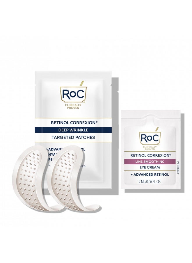 RoC Retinol Correxion Deep Wrinkle Non-Invasive Targeted Patches with Hyaluronic Acid + Firming Peptides for Forehead and Between Eyes 11 Lines, Crows Feet and Laugh Lines