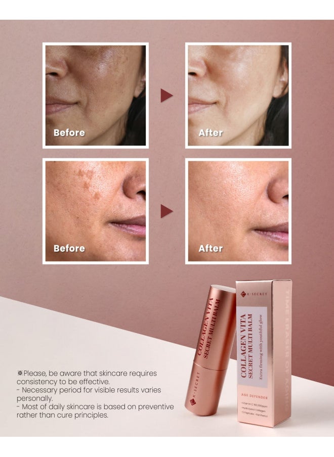 KSECRET Collagen Vita Secret Multi Balm, 11g / 0.39oz. | Korean Skincare | for anti wrinkles & brightening with pure vitamin C, Hydrate & Lift on face, forehead and between eyes, fine lines