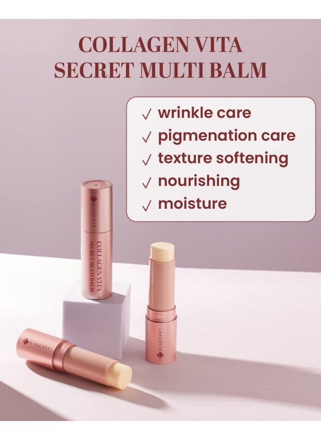 KSECRET Collagen Vita Secret Multi Balm, 11g / 0.39oz. | Korean Skincare | for anti wrinkles & brightening with pure vitamin C, Hydrate & Lift on face, forehead and between eyes, fine lines