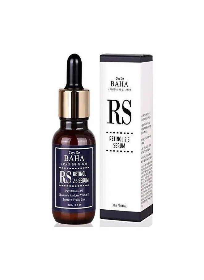 Cos De BAHA (RS) Retinol 2.5% Solution Face Serum with Vitamin E - Facial Crepe Erasing, Age Spot Remover, High-Strength Solution for Face 30ml