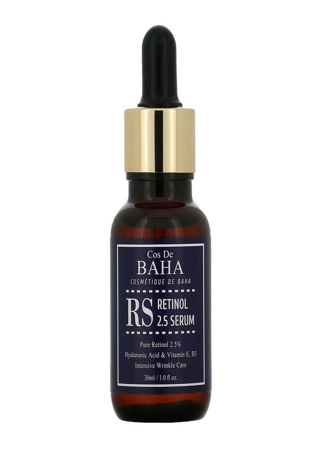 Cos De BAHA (RS) Retinol 2.5% Solution Face Serum with Vitamin E - Facial Crepe Erasing, Age Spot Remover, High-Strength Solution for Face 30ml