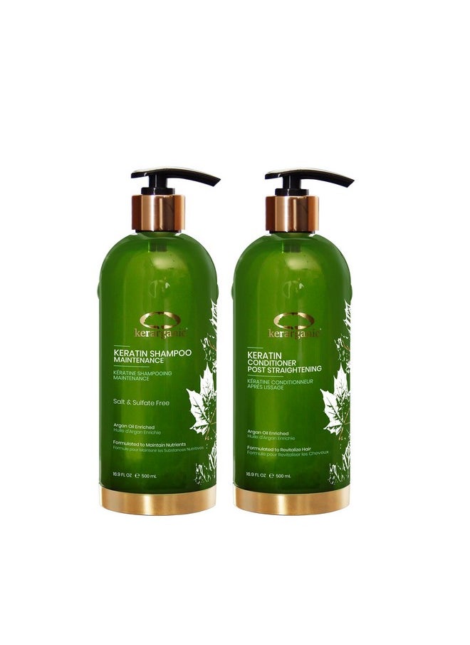 Keratin Shampoo Maintenance +Conditioner Post-Straightening Premium Set 500Ml/16.9Floz