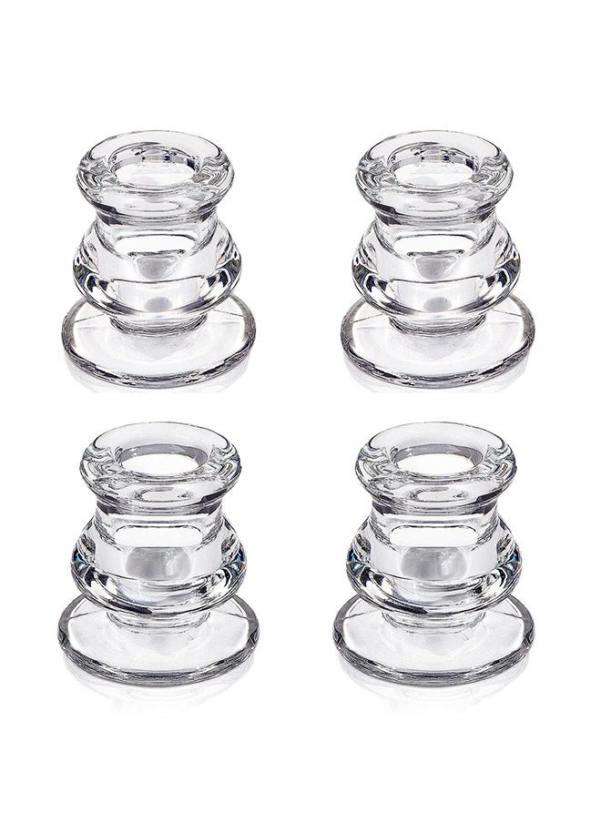 Candlestick Holders Bulk - 4PCS Taper Candle Holders for Table Centerpiece - Thick Glass Candle Holders for Wedding, Party and Festival Decoration