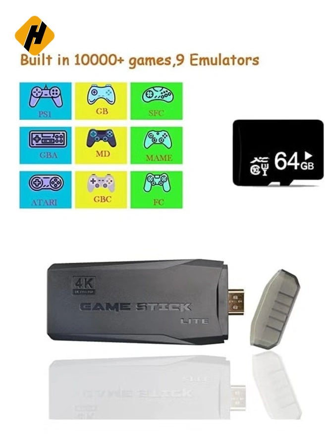 Video Game Console 2.4G Double Wireless Controller Game Stick 4K Games Console Including 64GB Retrogames For PS1/GBA Boy Gift