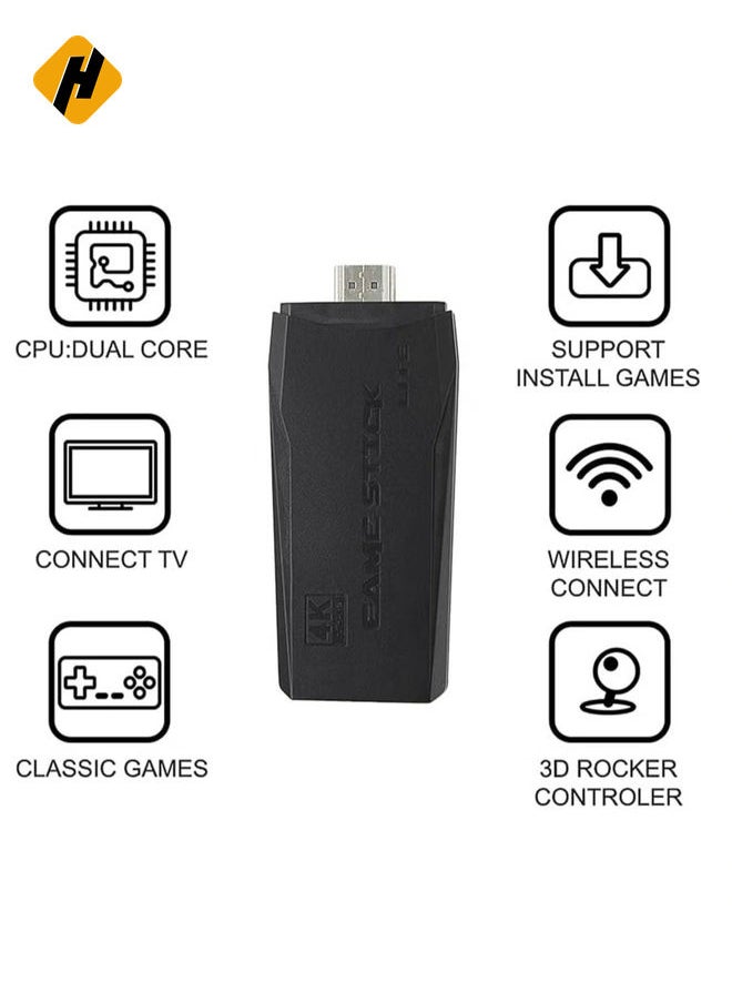 Wireless Retro Game Console, Plug and Play Video Game Stick Built in 10000+ Games,9 Classic Emulators, 4K High Definition HDMI Output for TV with Dual 2.4G Wireless Controllers