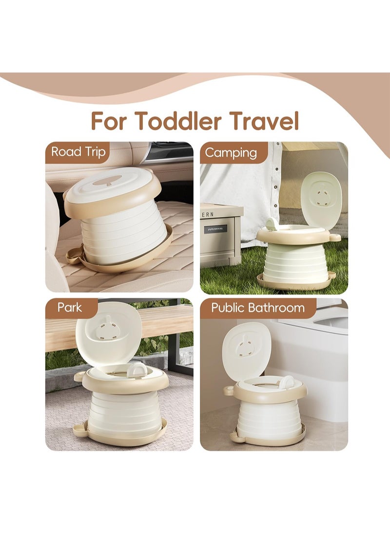 Travel Potty Seat for Toddler，Foldable Car Potty for Toddler, Portable Toilet Seat for Kids with Potty Liners, Absorbent Pads, Portable Potty Seat for Toddler Travel, Camping and Outdoor Use