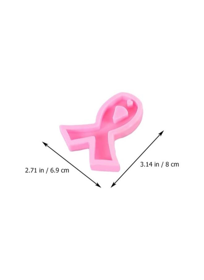 3 Pcs Pink Ribbon Silicone Keychain Mold with Hole Awareness Candy Fondant Mold Handmade Breast Cancer Mould for DIY Chocolate Cake Pudding Ice Cream Jelly