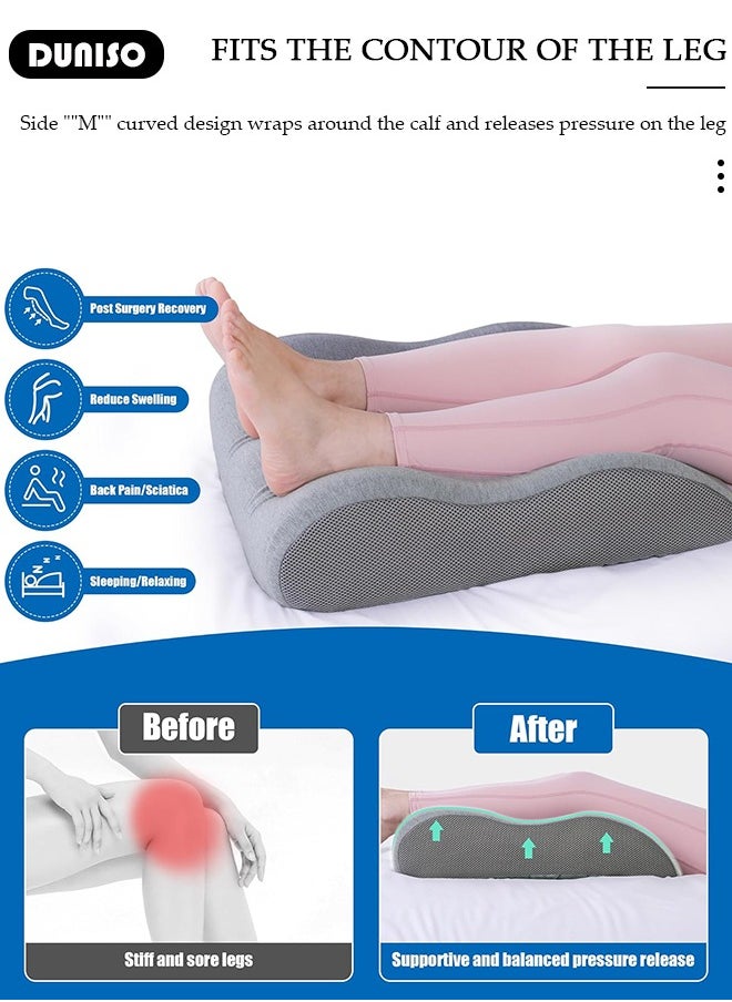 Leg Elevation Pillow with Memory Foam, High-Density Leg Rest Elevating Wedge Pillow Relieves Leg Pain, Improves Blood Circulation, Reduces Swelling,Breathable and Washable Cover,Lumbar Support Pillow for Sleeping Reading Relaxing