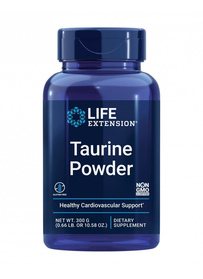 Life Extension Taurine Powder Healthy Cardiovascular Support, Promotes Brain Health, Healthy Aging, and Muscle and Exercise Recovery Gluten-Free, Non-GMO, Vegetarian 300 Grams