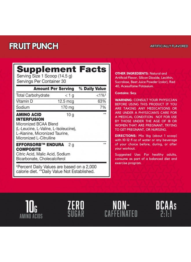 BSN Amino X Muscle Recovery & Endurance Powder with BCAAs, Intra Workout Support, 10 Grams of Amino Acids, Keto Friendly, Caffeine Free, Flavor: Fruit Punch, 30 servings (Packaging May Vary)