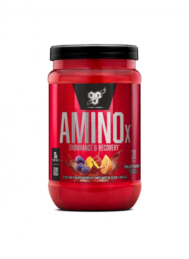 BSN Amino X Muscle Recovery & Endurance Powder with BCAAs, Intra Workout Support, 10 Grams of Amino Acids, Keto Friendly, Caffeine Free, Flavor: Fruit Punch, 30 servings (Packaging May Vary)