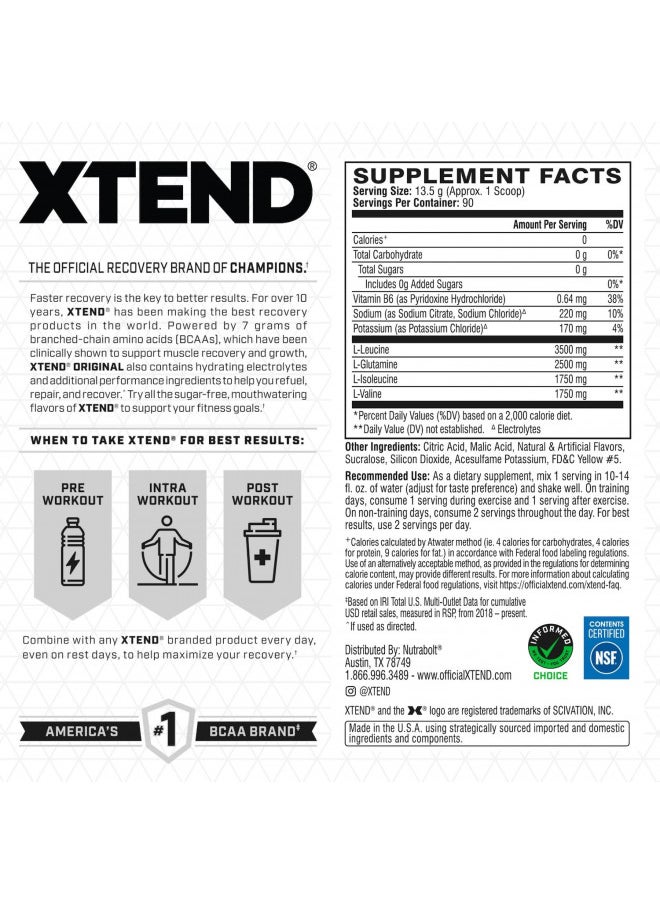 XTEND Original BCAA Powder Tropic Thunder | Sugar Free Post Workout Muscle Recovery Drink with Amino Acids | 7g BCAAs for Men & Women | 90 Servings