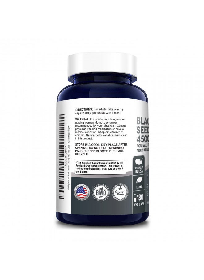 NusaPure Full Spectrum Black Cumin Seed Extract 4500mg 180 Veggie Powder Caps (Extract Ratio 10:1, Non-GMO & Gluten Free) Non-Oily