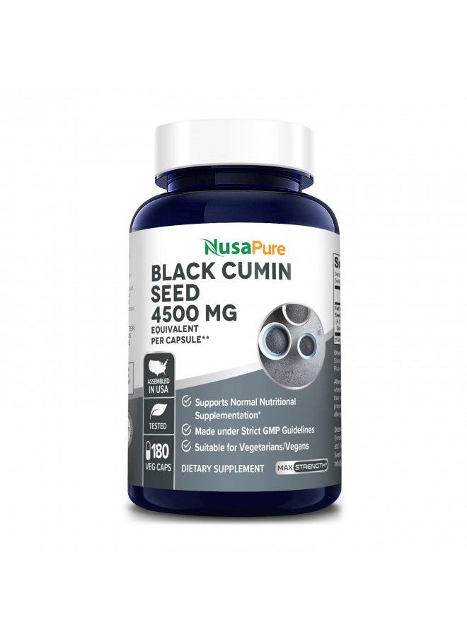 NusaPure Full Spectrum Black Cumin Seed Extract 4500mg 180 Veggie Powder Caps (Extract Ratio 10:1, Non-GMO & Gluten Free) Non-Oily