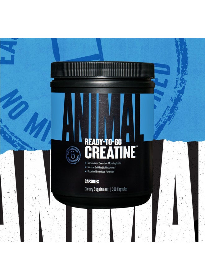 Animal Micronized Creatine Monohydrate Capsules - 300 Caps, 2500mg per Serving - Micronized Creatine Monohydrate for Muscle Growth, Strength, and Endurance - 150 Servings