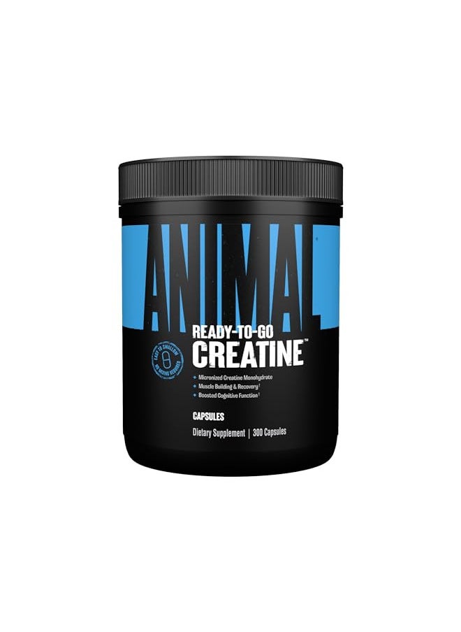 Animal Micronized Creatine Monohydrate Capsules - 300 Caps, 2500mg per Serving - Micronized Creatine Monohydrate for Muscle Growth, Strength, and Endurance - 150 Servings