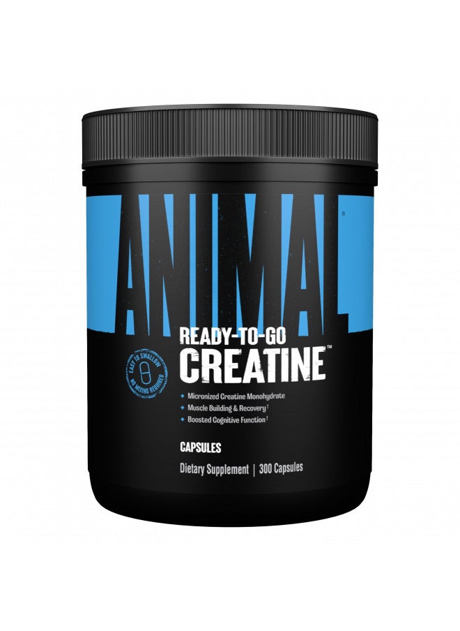 Animal Micronized Creatine Monohydrate Capsules - 300 Caps, 2500mg per Serving - Micronized Creatine Monohydrate for Muscle Growth, Strength, and Endurance - 150 Servings