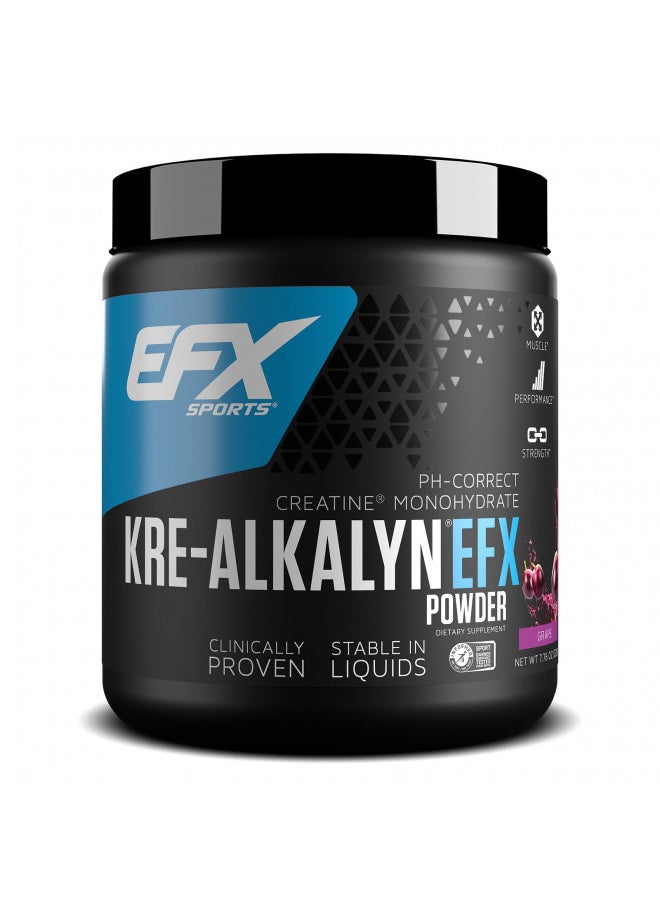 EFX Sports Kre-Alkalyn EFX Powder | pH Correct Creatine Monohydrate Powder Supplement | Strength, Muscle Growth & Performance | 110 Servings (Grape)