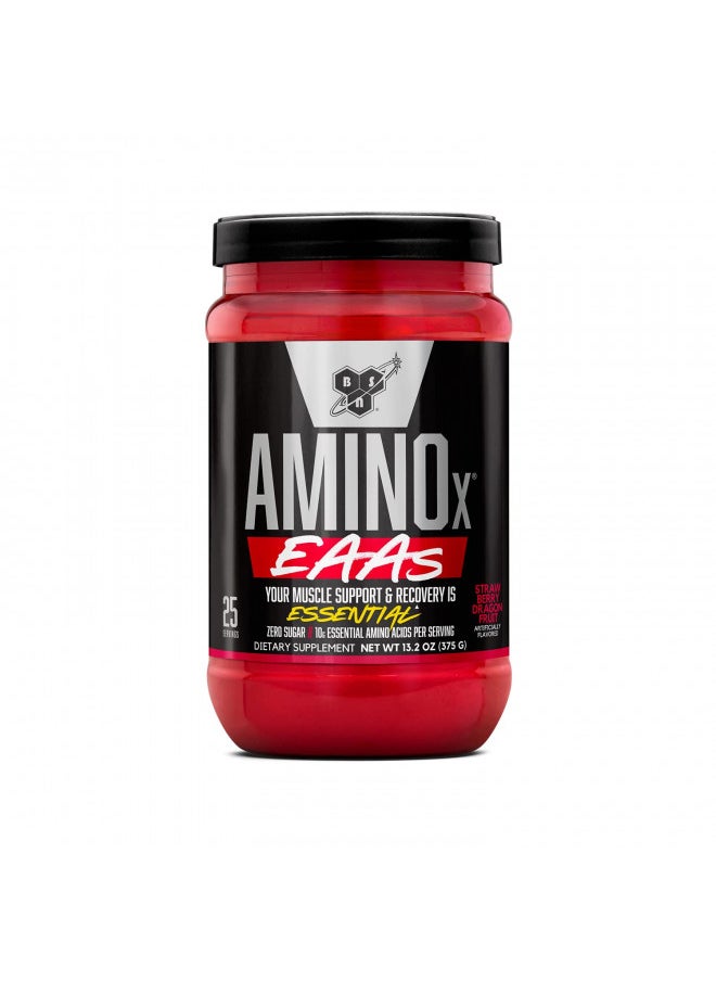 BSN Amino X EAAs, Muscle Recovery & Endurance, 10g Essential Amino Acids, 5g BCAAs, Zero Sugar, Caffeine Free, Strawberry Dragonfruit, 13.2oz, 25 Servings