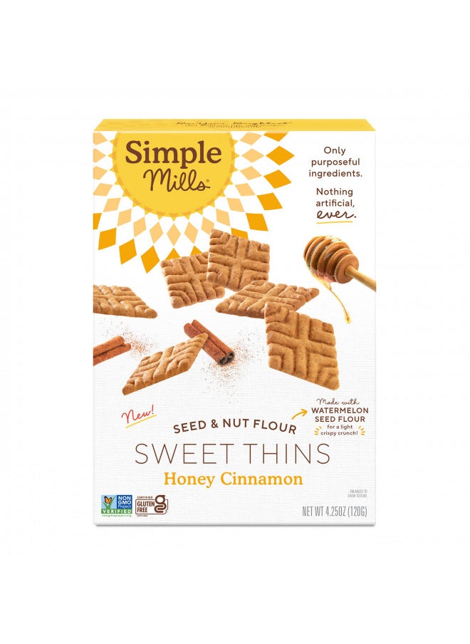 Simple Mills Sweet Thins Cookies, Seed and Nut Flour, Honey Cinnamon - Gluten Free, Paleo Friendly, Healthy Snacks, 4.25 Ounce (Pack of 1)