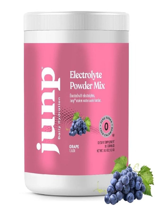 JUNP Electrolytes Powder No Sugar No Carbs - Vine Ripened Grape Keto Electrolyte Drink Mix - Potassium & Salt Hydration Powder Electrolytes Zero Calorie Sugar Free Electrolyte Powder, 90 Servings (Grape)