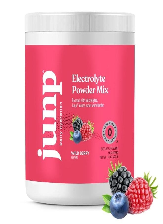 JUNP Hydration Electrolyte Powder, Electrolytes Drink Mix, Hydration Mix, Sugar Free, Gluten Free, 0 Calories, 0 Carbs, Keto Friendly, NON - GMO Kosher, 90 Servings. (Wild Berry)