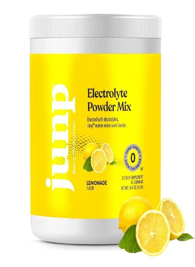 JUNP Hydration Electrolyte Powder, Electrolytes Drink Mix, Hydration Mix, Sugar Free, Gluten Free, 0 Calories, 0 Carbs, Keto Friendly, NON - GMO Kosher, 90 Servings. (Lemonade)