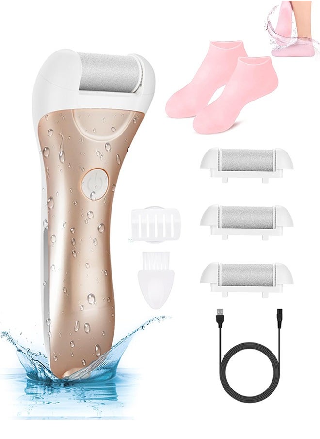 Callus Remover with Moisturizing Socks for Feet, Electric Foot File Callus Removers Rechargeable Waterproof Pedicure Tools Foot Scrubber Shaver Feet Care Tool for Cracked Heels Dead Skin