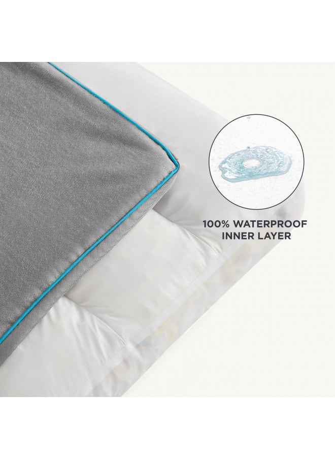 Bedsure Waterproof Large Dog Bed - 4 inch Thicken Up to 80lbs Large Dog Bed with Washable Cover, Pet Bed Mat Pillows, Grey