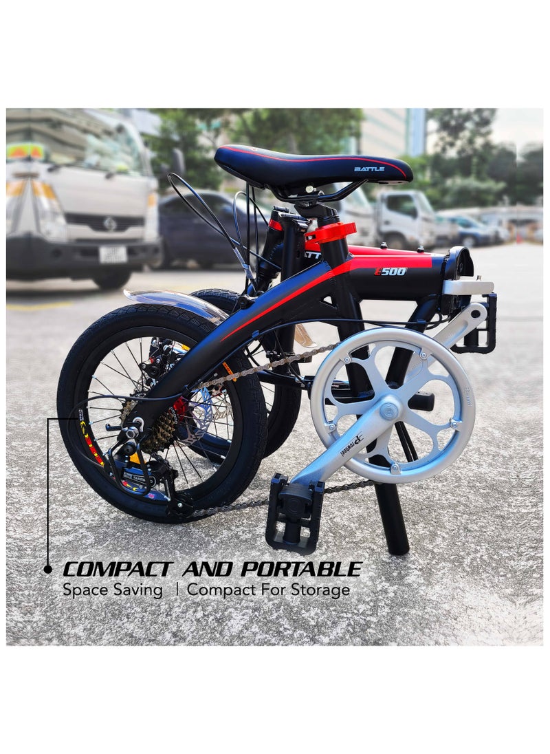 Battle 16 Inch Lightweight Folding Bike - Foldable Bicycle for Men & Ladies & Kids