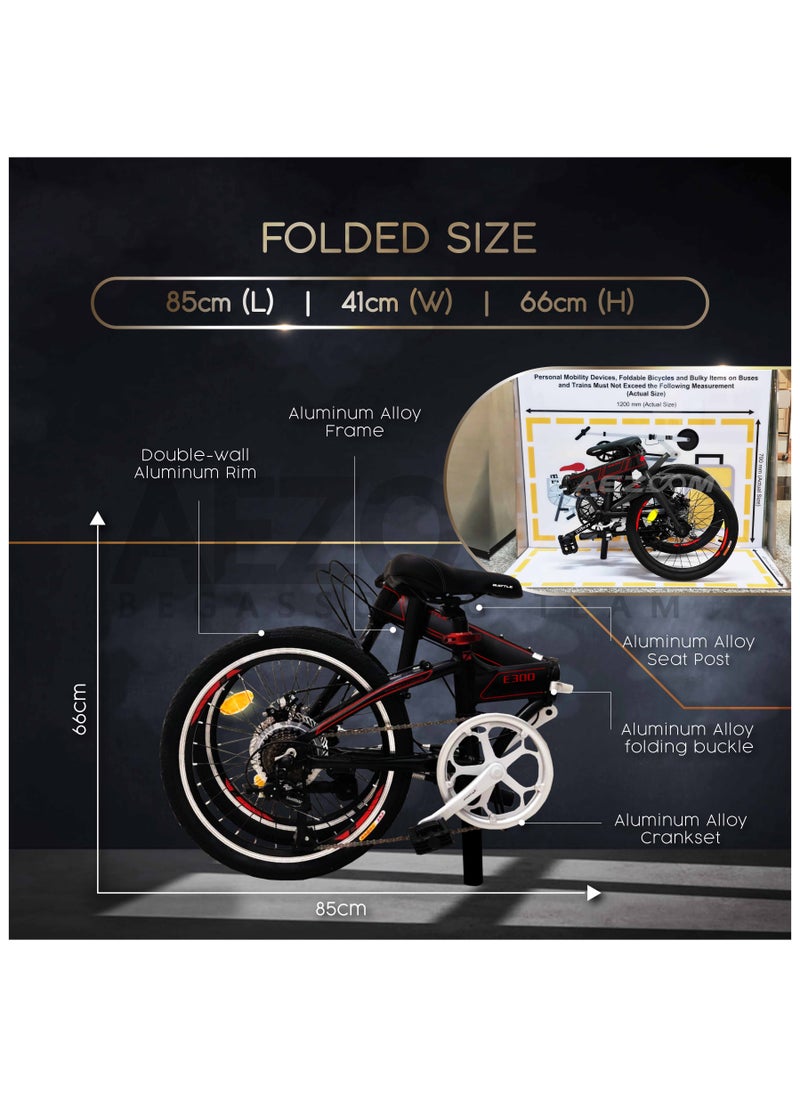 Battle 20 Inch Lightweight Folding Bike Free Rear Rack with Straps - Foldable Bicycle for Men & Ladies & Kids