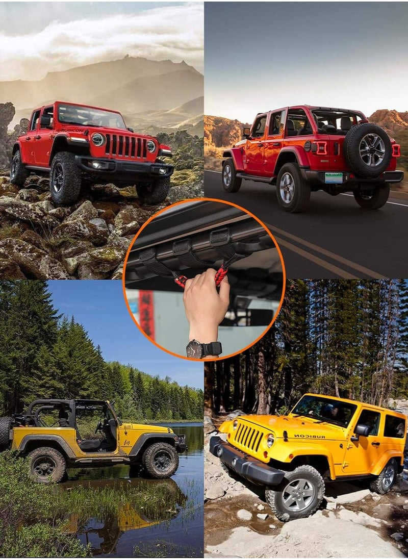 4 x Roll Bar Grab Handles Grip Handle for Jeep Wrangler CJ YJ TJ JK JKU JL JLU & Gladiator JT 1955-2023, Interior Accessories, Black & Red