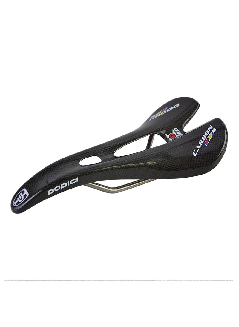 DODICI Carbon Fiber Curved Saddle Hollow Titanium Bow 3K Gloss MTB Road Seat 3k bright light