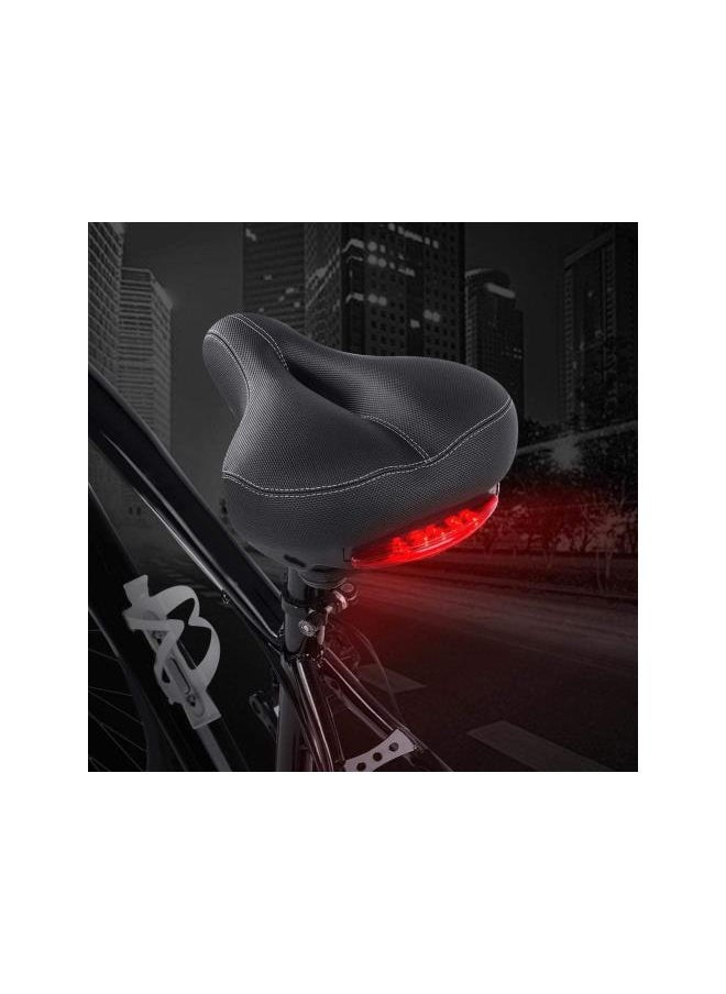 Bicycle Saddle Seat , Wide Soft Padded Bicycle Saddle with 5Pcs LEDs Taillight for Outdoor & Indoor Cycling Exercise Stationary Bicycle Mountain Road Bike