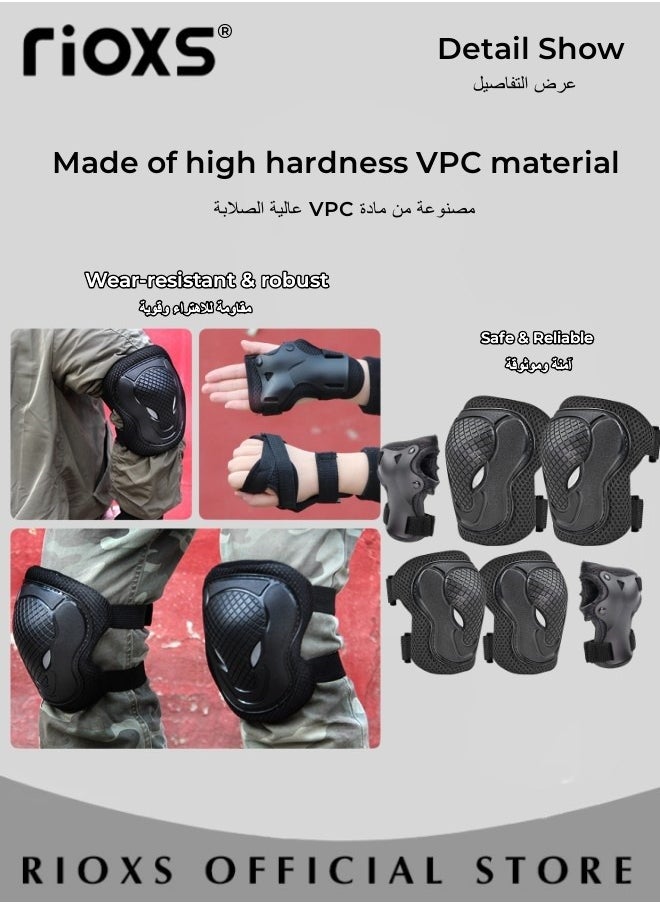 7 Piece Universal Protective Gear Set for Adult Comfort Scooter Cycling Bike Helmet Knee and Elbow Pads Set Outdoor Sports Protective Gear Set