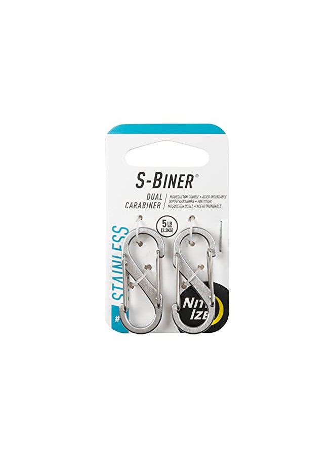 Nite Ize SB1-2PK-11 Size-1 S-Biner Dual Carabiner, Stainless-Steel, 2-Pack
