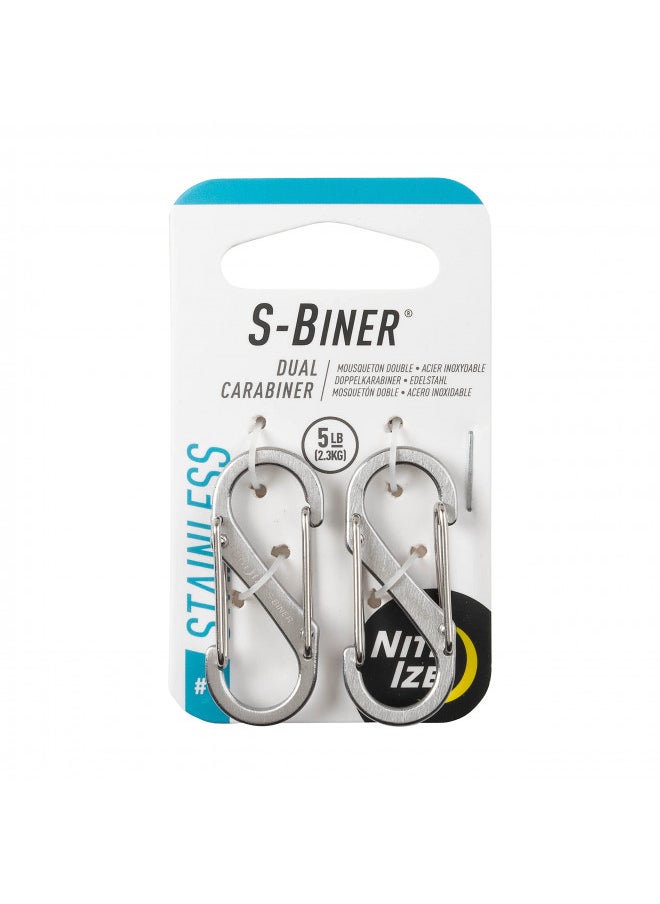 Nite Ize SB1-2PK-11 Size-1 S-Biner Dual Carabiner, Stainless-Steel, 2-Pack