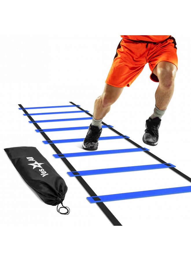 Yes4All Speed Agility Ladder Training Equipment with Carry Bag - 8 Rungs Blue