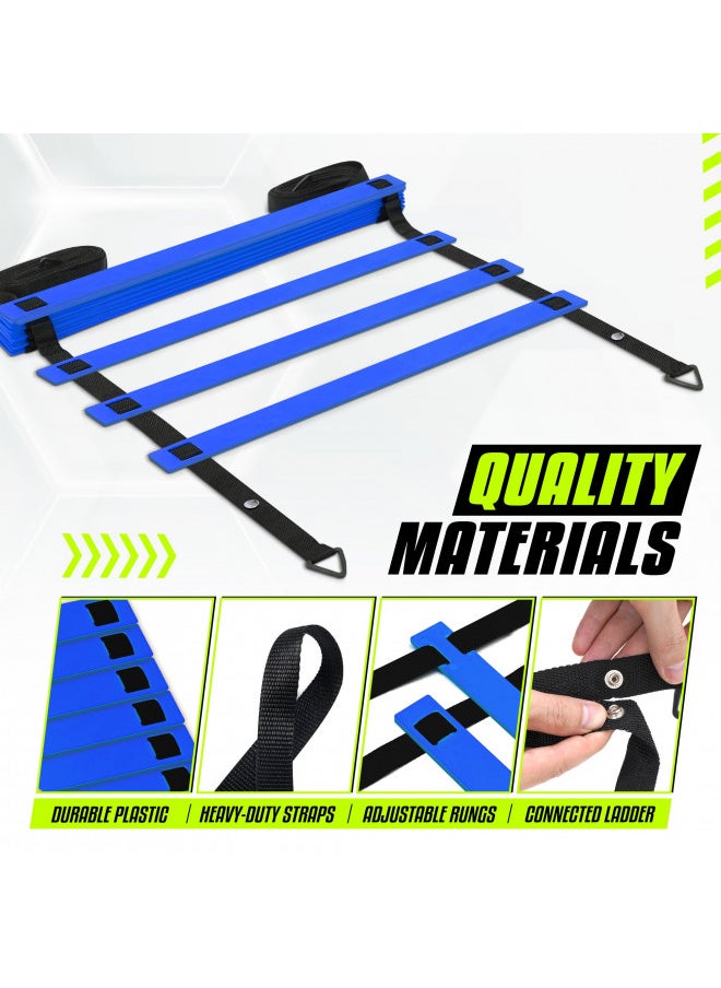 Yes4All Speed Agility Ladder Training Equipment with Carry Bag - 8 Rungs Blue