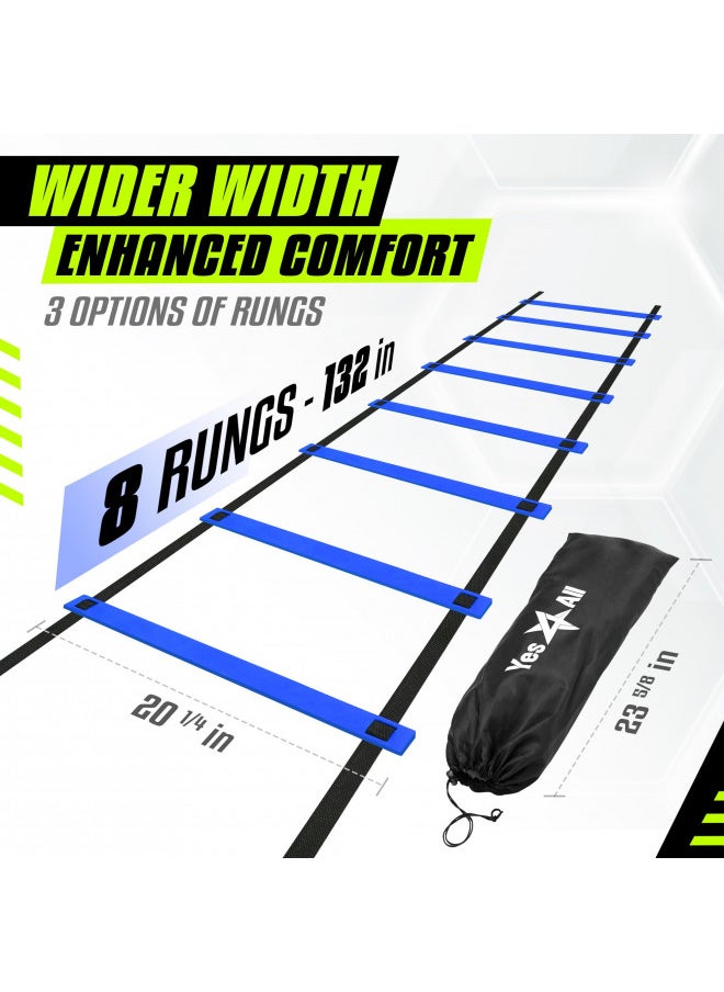 Yes4All Speed Agility Ladder Training Equipment with Carry Bag - 8 Rungs Blue