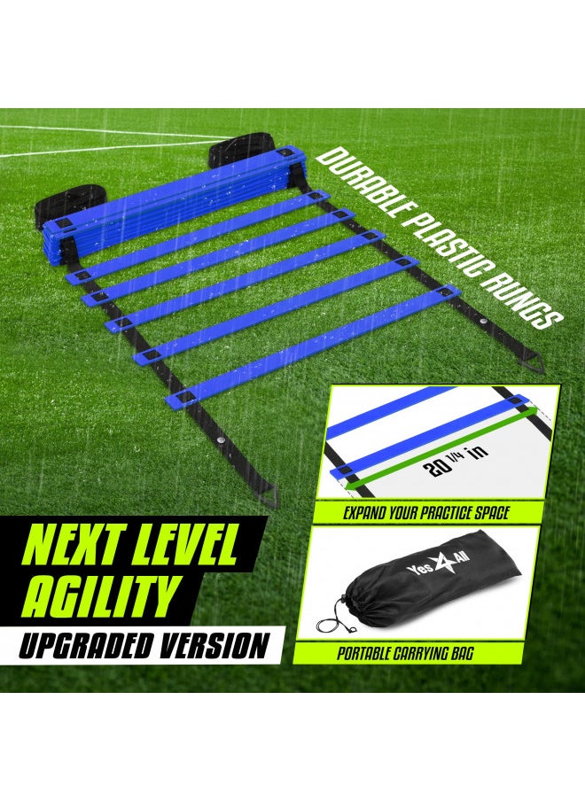 Yes4All Speed Agility Ladder Training Equipment with Carry Bag - 8 Rungs Blue