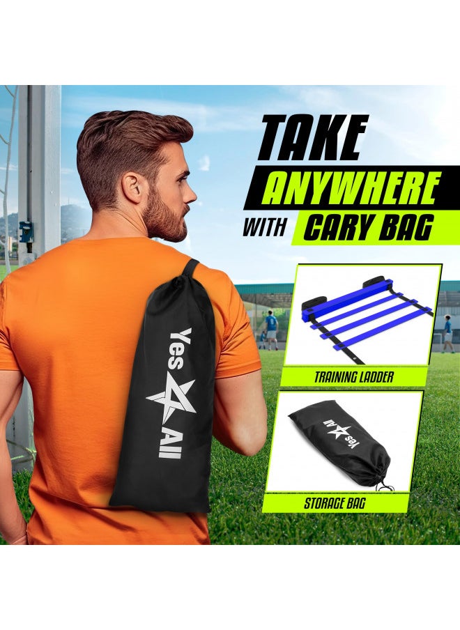 Yes4All Speed Agility Ladder Training Equipment with Carry Bag - 8 Rungs Blue