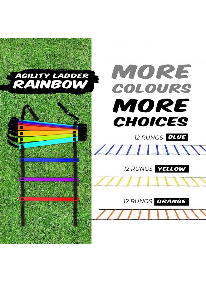 Yes4All Agility Ladder Speed Training Equipment - Speed Ladder for Kids and Adults with Carry Bag - 12 Rungs, Rainbow