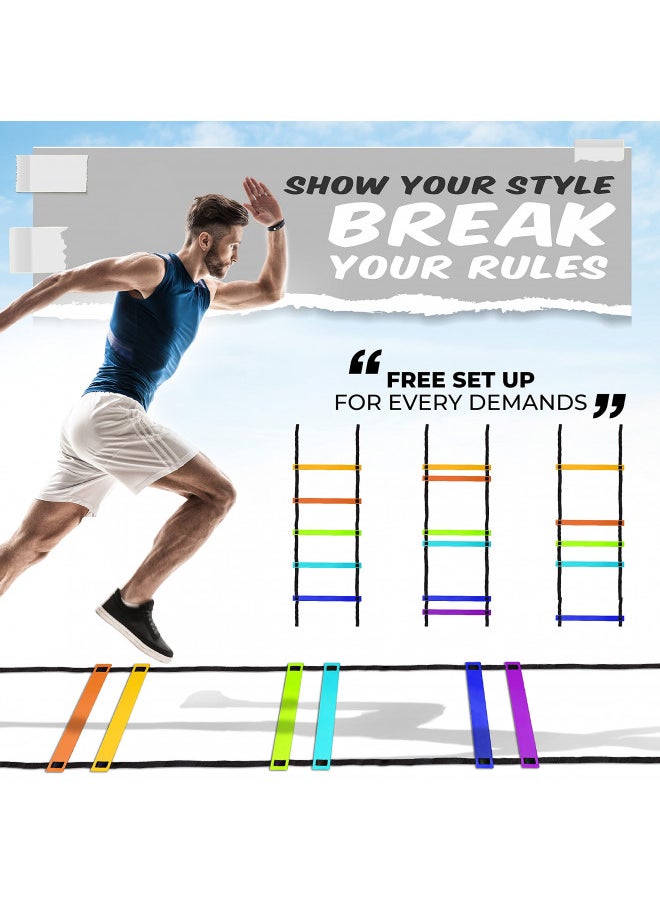 Yes4All Agility Ladder Speed Training Equipment - Speed Ladder for Kids and Adults with Carry Bag - 12 Rungs, Rainbow