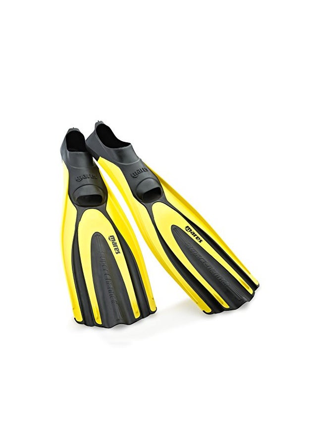 Mares Superchannel Full Foot Scuba Fins, 9.5/10.5, Yellow