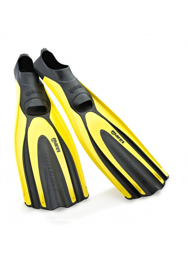 Mares Superchannel Full Foot Scuba Fins, 9.5/10.5, Yellow