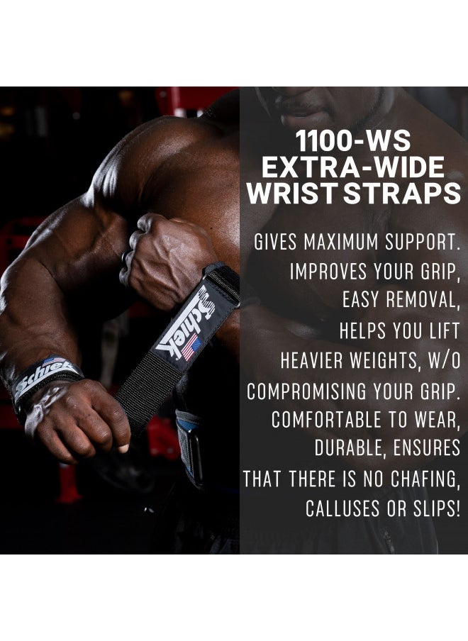 Schiek Sports Model 1100-WS Extra-Wide Wrist Straps - Black
