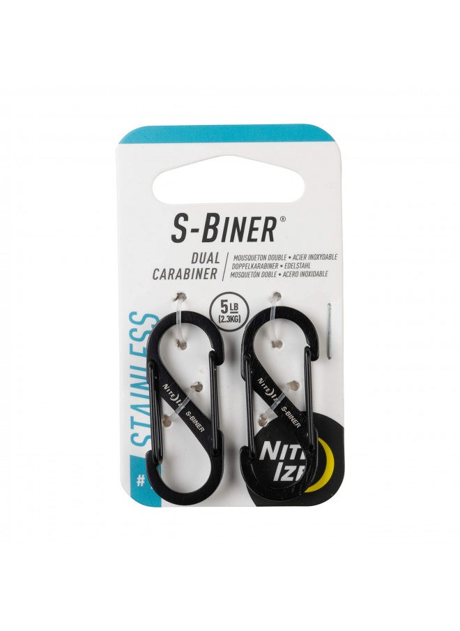 Nite Ize Size-1 S-Biner Dual Carabiner, Stainless-Steel, Black, 2 count (Pack of 1)