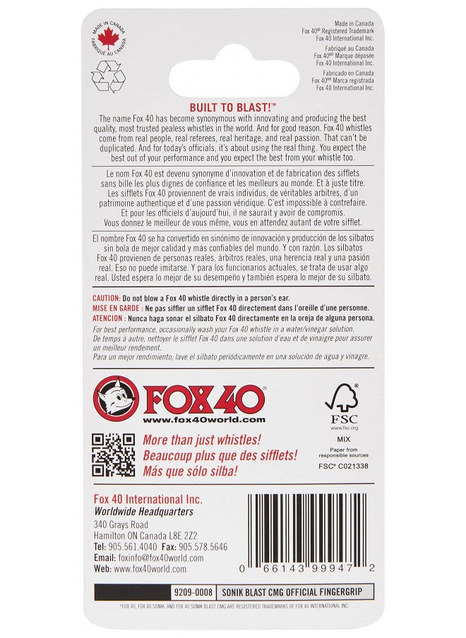 Fox 40 Sonik Blast CMG Fingergrip Pealess Whistle - Black